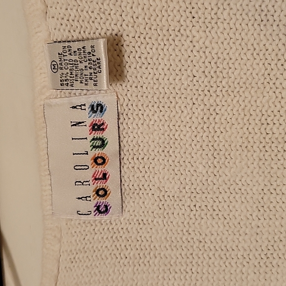 Carolina Colours Vintage 80s 90s embroidered floral relaxed crop sweater vest M - Picture 3 of 6